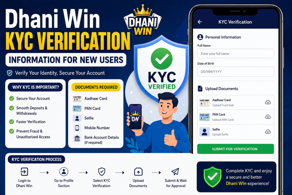 Dhani Win KYC Verification Information for New Users